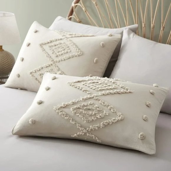 New Cream Boho King Tassel Comforter Duvet Blanket & Sham - Picture 2 of 4